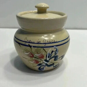 Yesteryears Marshal Texas pottery sugar bowl with lid glow in grace hand painted